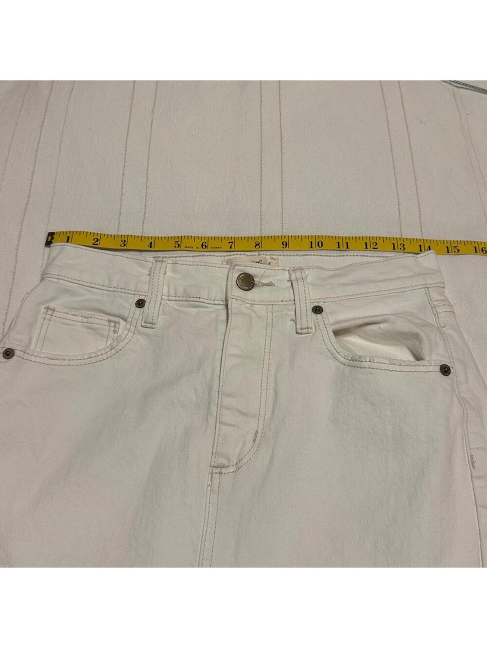 Universal Thread White Denim Midi Pencil Skirt Back Slit Raw Hem Size 2 - Picture 4 of 6